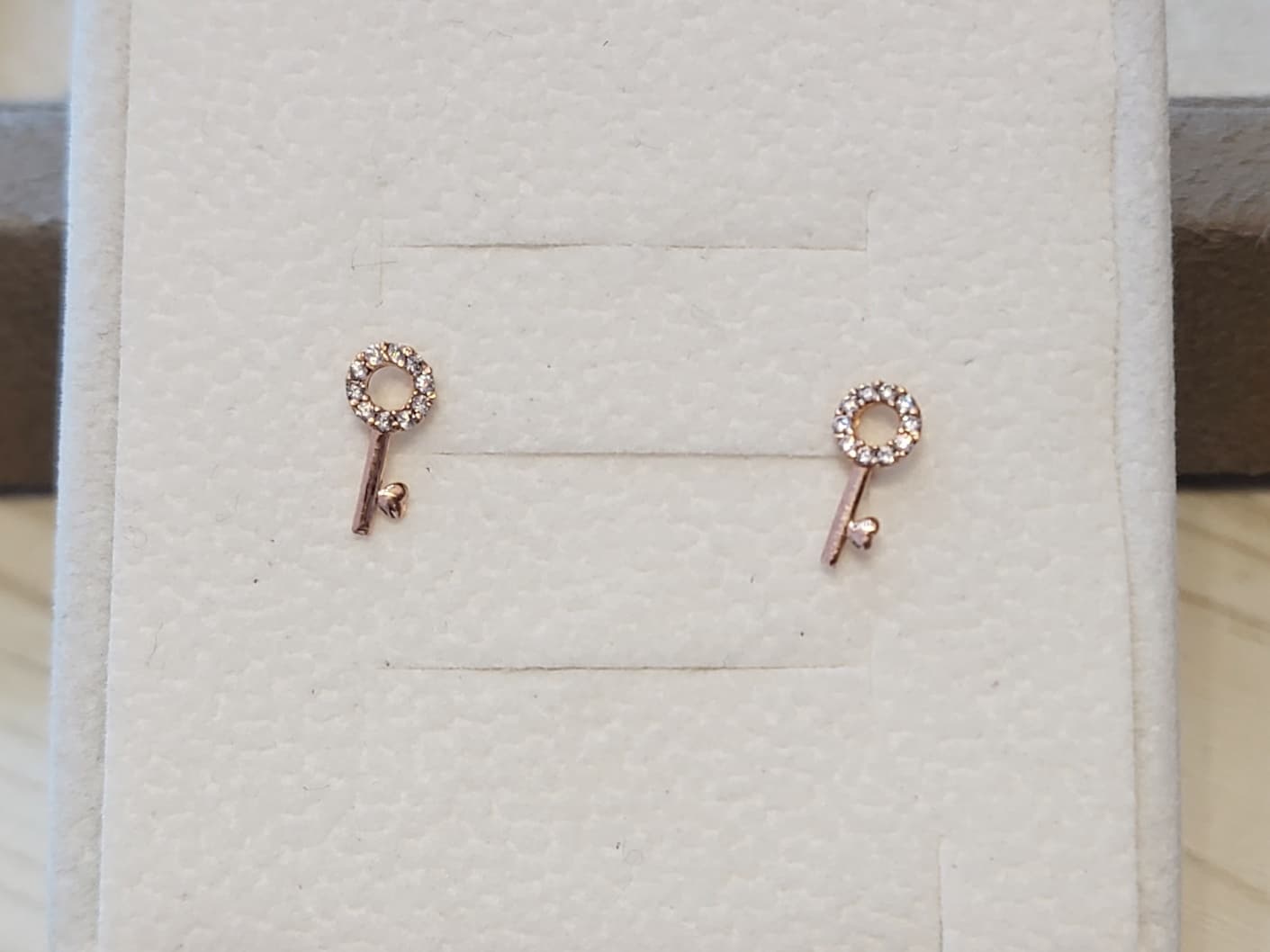 14k 큐빅 열쇠 핀귀걸이